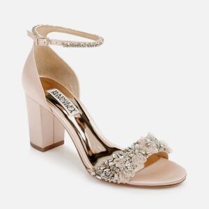 Badgley Mischka Ankle Strap Block Heel Sandal SOFT BLUSH PINK